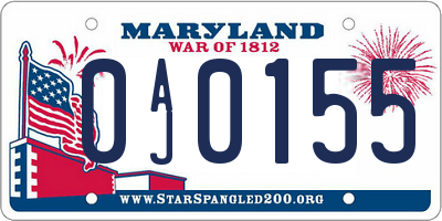 MD license plate 0AJ0155