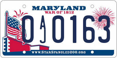 MD license plate 0AJ0163