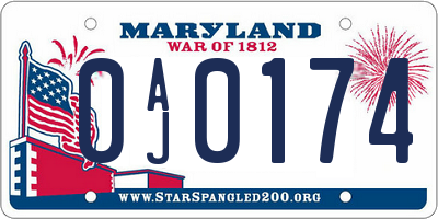 MD license plate 0AJ0174