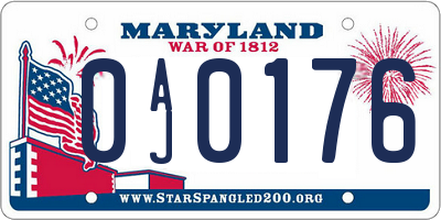 MD license plate 0AJ0176