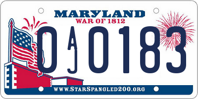 MD license plate 0AJ0183