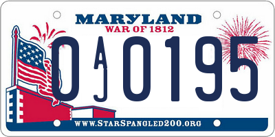 MD license plate 0AJ0195