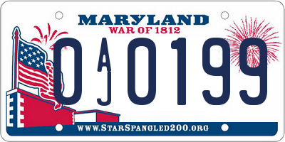 MD license plate 0AJ0199