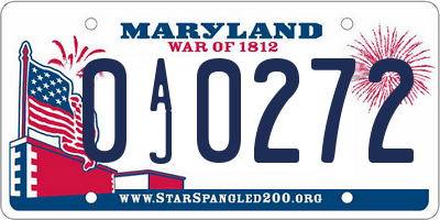 MD license plate 0AJ0272