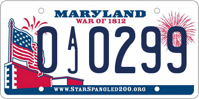 MD license plate 0AJ0299