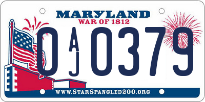 MD license plate 0AJ0379