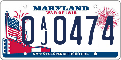 MD license plate 0AJ0474