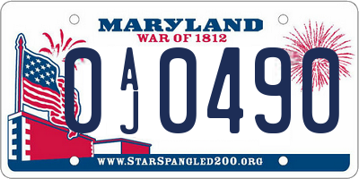 MD license plate 0AJ0490