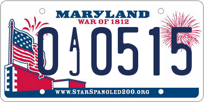MD license plate 0AJ0515