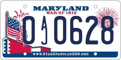 MD license plate 0AJ0628