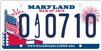 MD license plate 0AJ0710