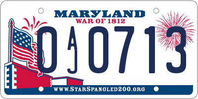 MD license plate 0AJ0713