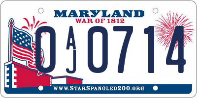 MD license plate 0AJ0714