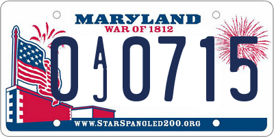 MD license plate 0AJ0715
