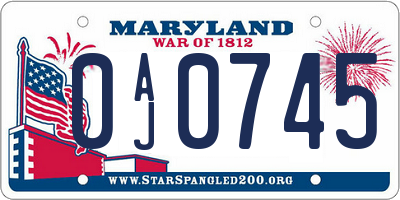 MD license plate 0AJ0745