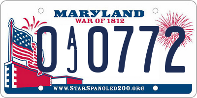MD license plate 0AJ0772
