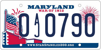 MD license plate 0AJ0790