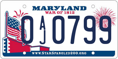 MD license plate 0AJ0799