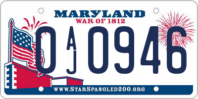 MD license plate 0AJ0946