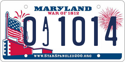MD license plate 0AJ1014