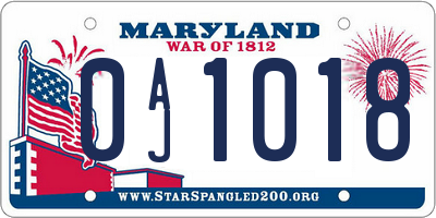 MD license plate 0AJ1018