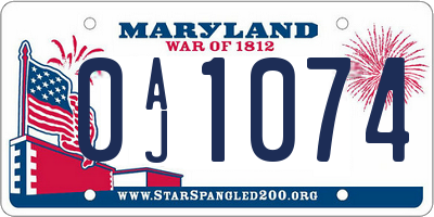 MD license plate 0AJ1074