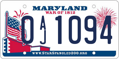 MD license plate 0AJ1094