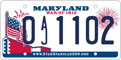 MD license plate 0AJ1102