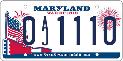 MD license plate 0AJ1110