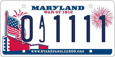 MD license plate 0AJ1111