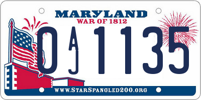 MD license plate 0AJ1135
