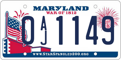 MD license plate 0AJ1149