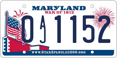 MD license plate 0AJ1152