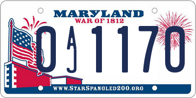 MD license plate 0AJ1170