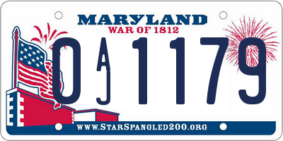 MD license plate 0AJ1179