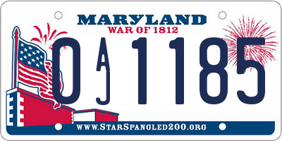 MD license plate 0AJ1185