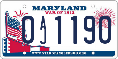 MD license plate 0AJ1190