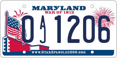 MD license plate 0AJ1206