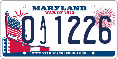 MD license plate 0AJ1226
