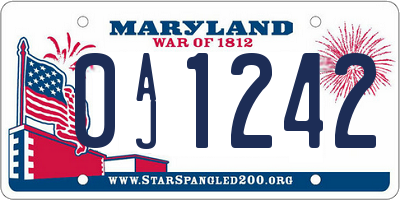 MD license plate 0AJ1242