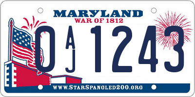 MD license plate 0AJ1243