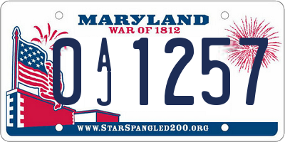 MD license plate 0AJ1257