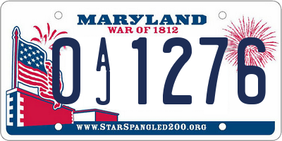 MD license plate 0AJ1276