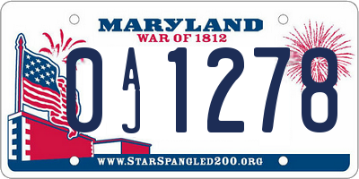 MD license plate 0AJ1278
