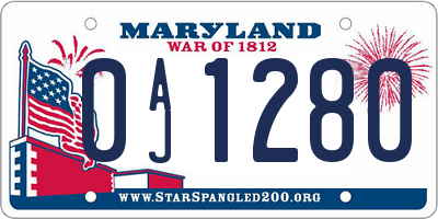 MD license plate 0AJ1280