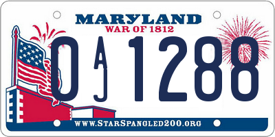 MD license plate 0AJ1288