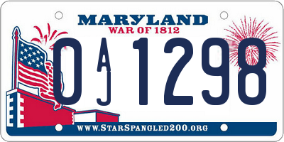 MD license plate 0AJ1298