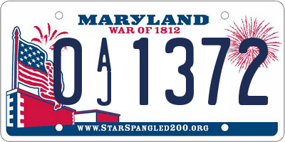 MD license plate 0AJ1372