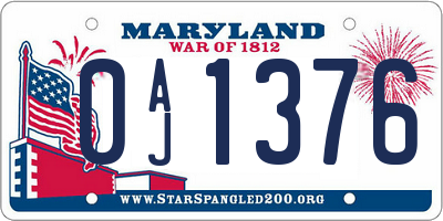 MD license plate 0AJ1376