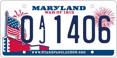 MD license plate 0AJ1406